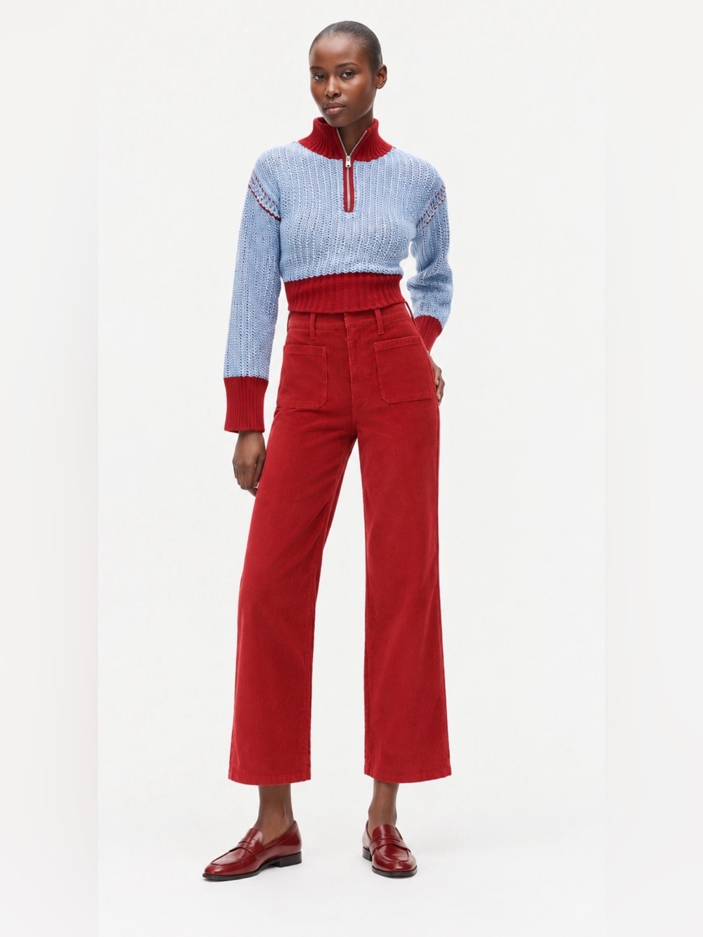 J.Crew NWOT Tall Sailor slim-wide pant in stretch corduroy in red